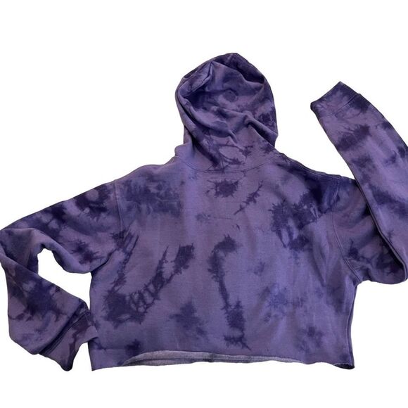 Tie Dye Cropped Hoodie Sweatshirt - Purple - Women's Small - Picture 2 of 5